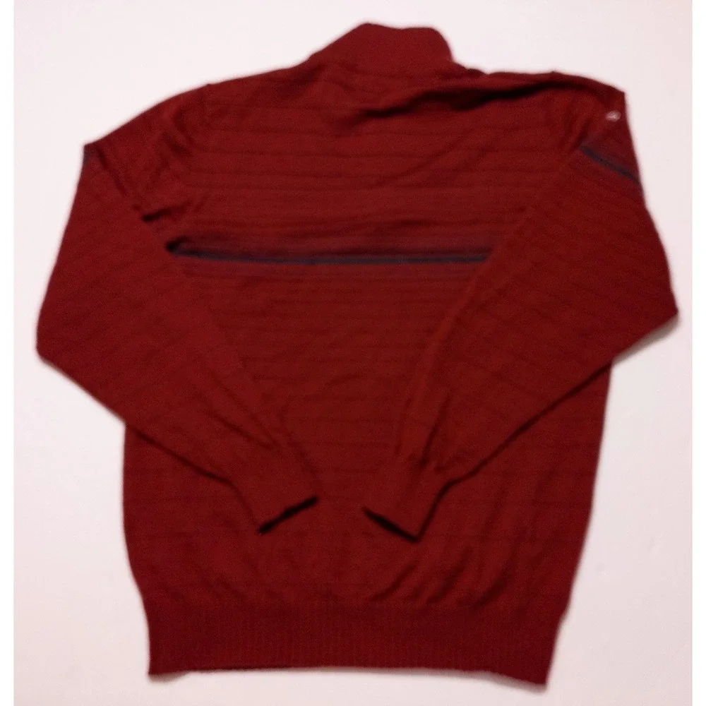 NIKE Tiger Woods 100% Merino Wool 1/4 Zip Pullover Sweater Isleworth Red Large L